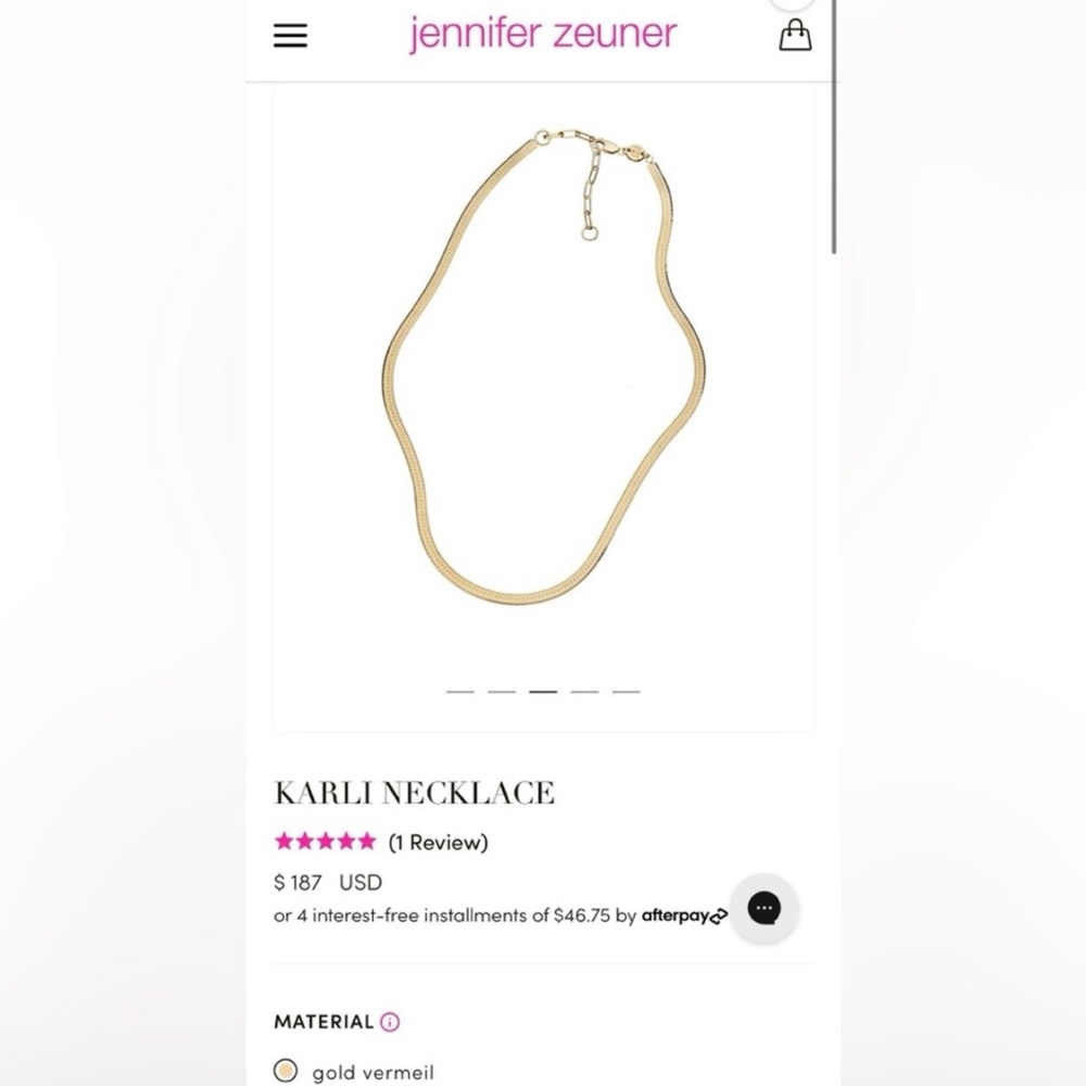 NWT Jennifer Zeuner Karli Necklace 14K yellow gold plated gold vermeil Necklace